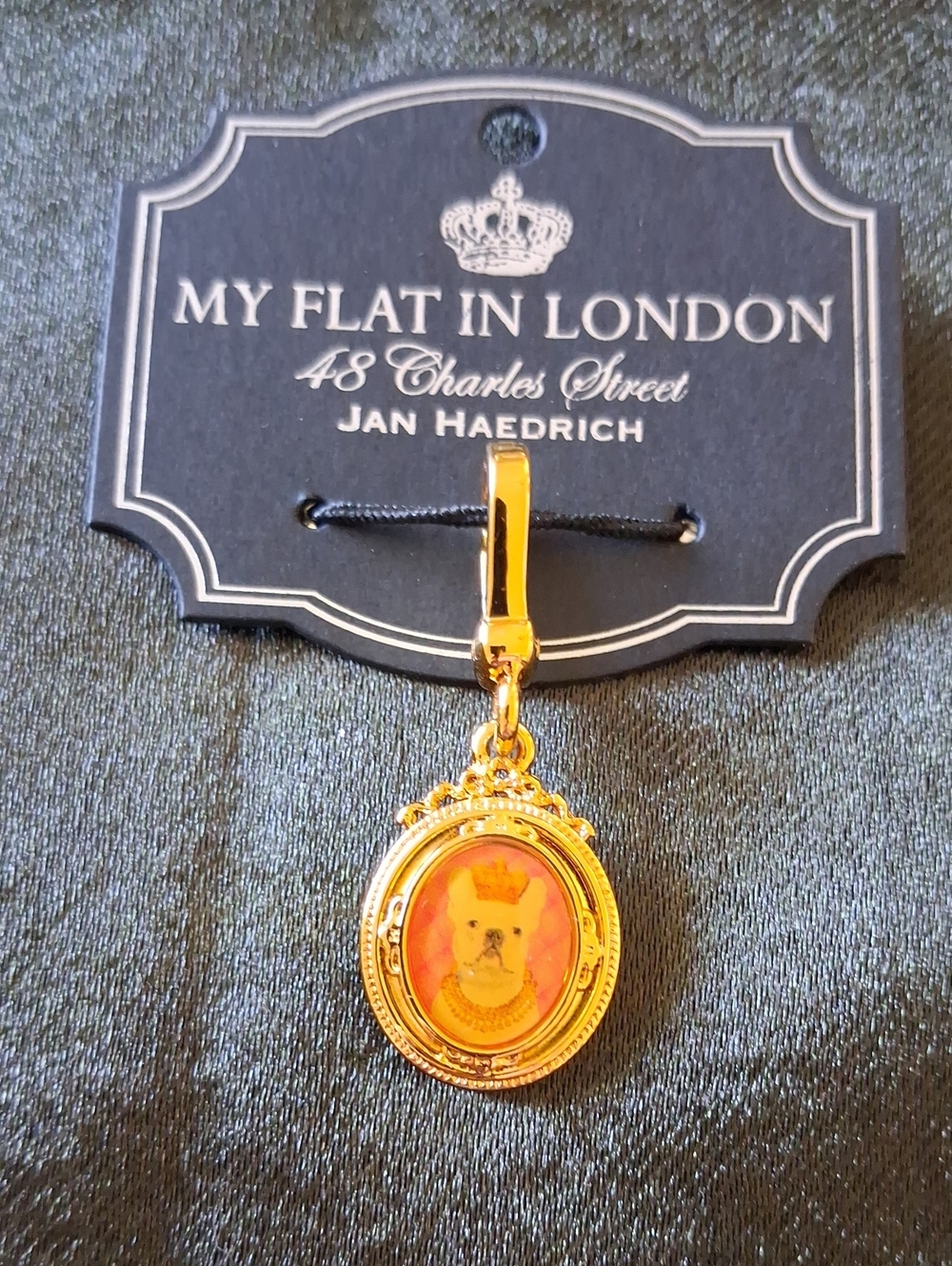 My Flat in London Gold-Tone Dog Cameo Pendant with Orange Portrait